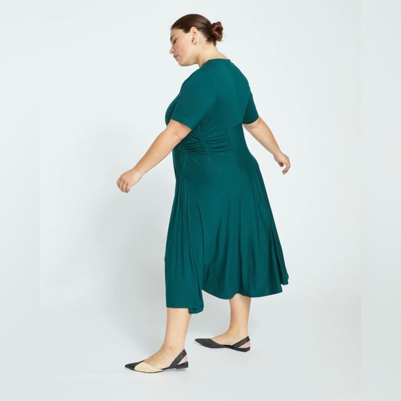 NEW Universal Standard Devi Liquid Jersey Swing Dress Blue Green 14 16 1X S NWT - Picture 3 of 10